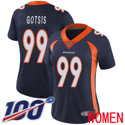 Women Denver Broncos #99 Adam Gotsis Navy Blue Alternate Vapor Untouchable Limited Player 100th Season Football NFL Jersey